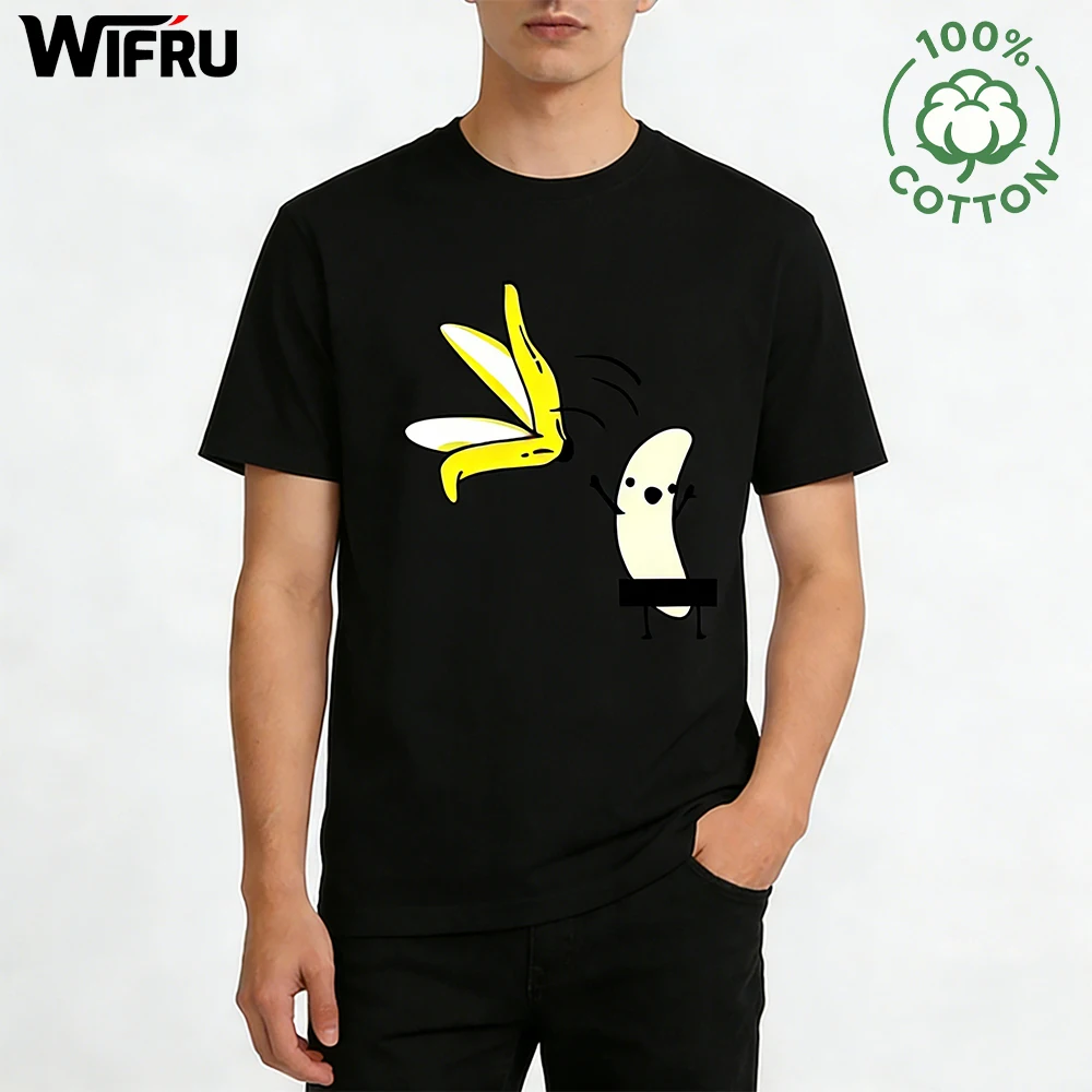 

Funny Banana Graphic T Shirts Summer Daily Home Loose Casual Tops Men's Fashion Harajuku Skin-friendly Pure Natural Cotton Tees