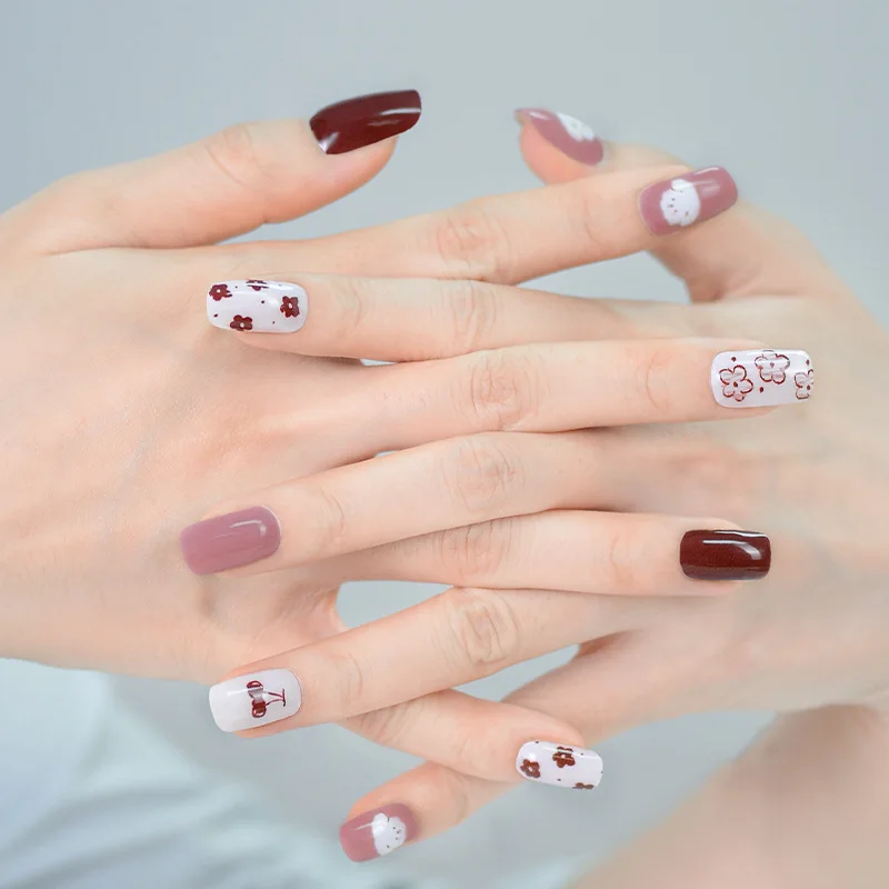 16Tips Semi Cured Gel Nails Art Sliders Manicure UV LED Lamp Semi Cured Gel Design Decals Waterproof Nail Sticker Decoration