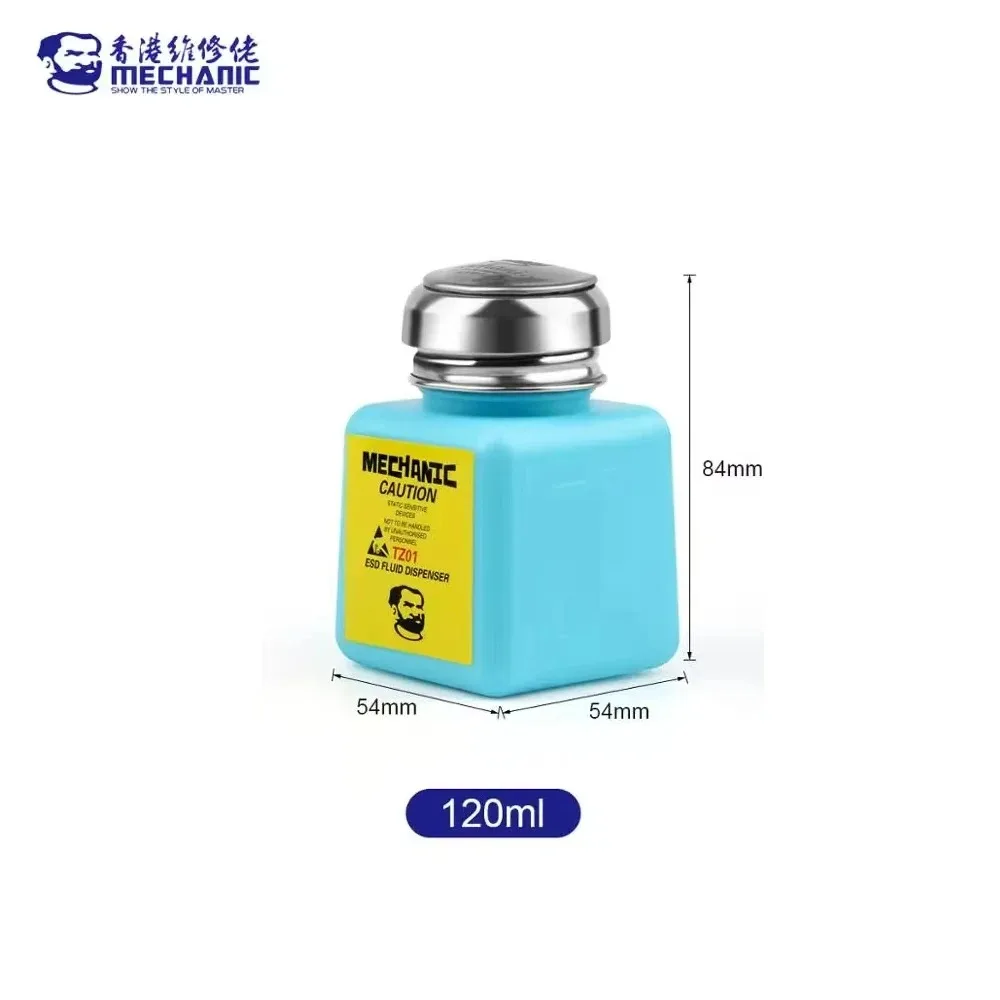 MECHANIC TZ01 120-180ml Druckpumpflasche für Alkohol, ESD-Flüssigkeitsspender mit Metallverschluss für PCB-Motherboard-Reinigungswerkzeuge – Detail 6