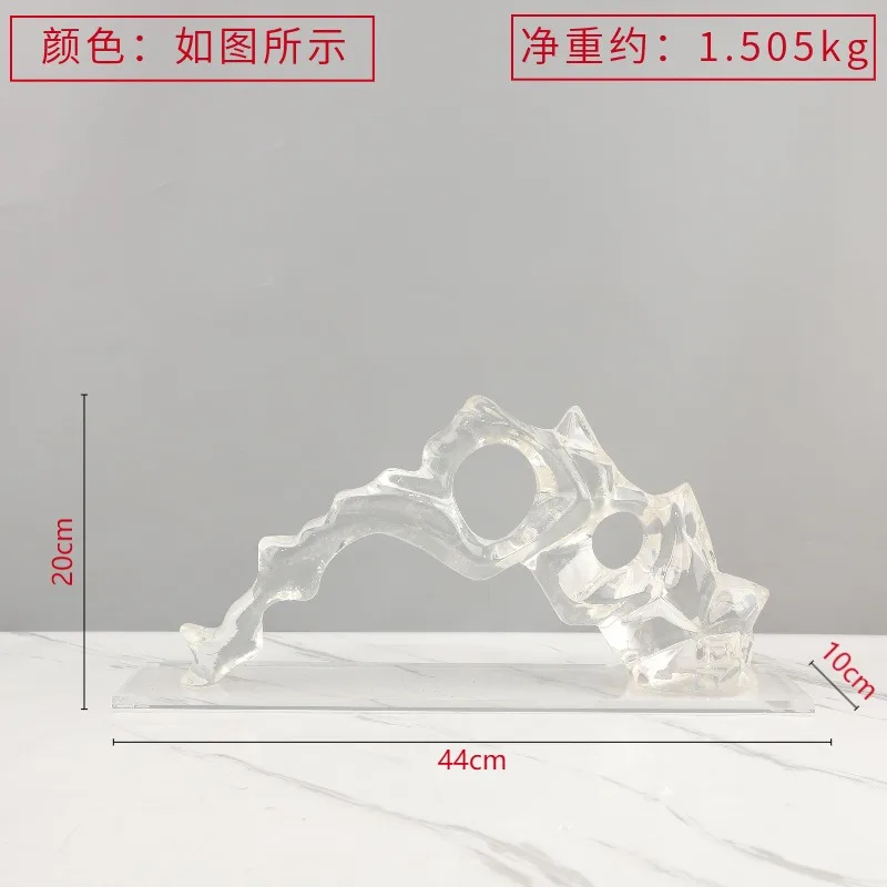 Modern Chinese Transparent Resin Abstract Mountain Bookend Sculpture Luxury Home Decor Ornament