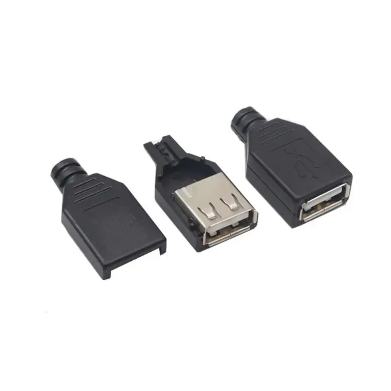 【10PCS】Type A Male Female USB Plug Socket Connector With Black Plastic Cover Type-A DIY Kits