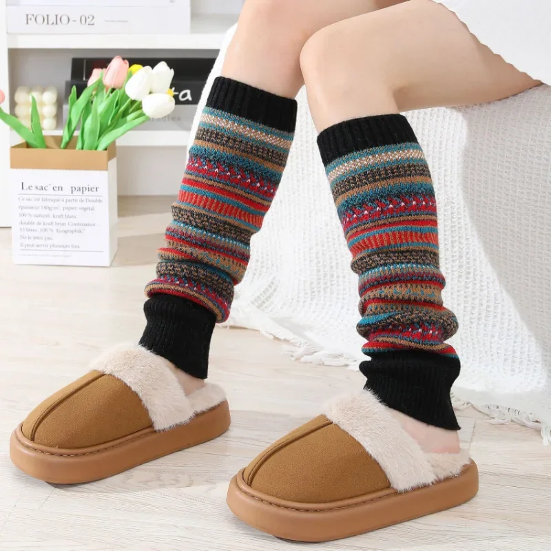 

Вязаные женские зимние гетры в стиле ретро, высокие сапоги с манжетами до колена, теплые модные гетры, подарочные аксессуары