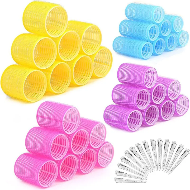 Self-Grip Hair Rollers 6PCS Heatless Hair Curlers No Heat Dressing Hair Bangs Volume Self-adhesive Hook Loop DIY Styling Tools