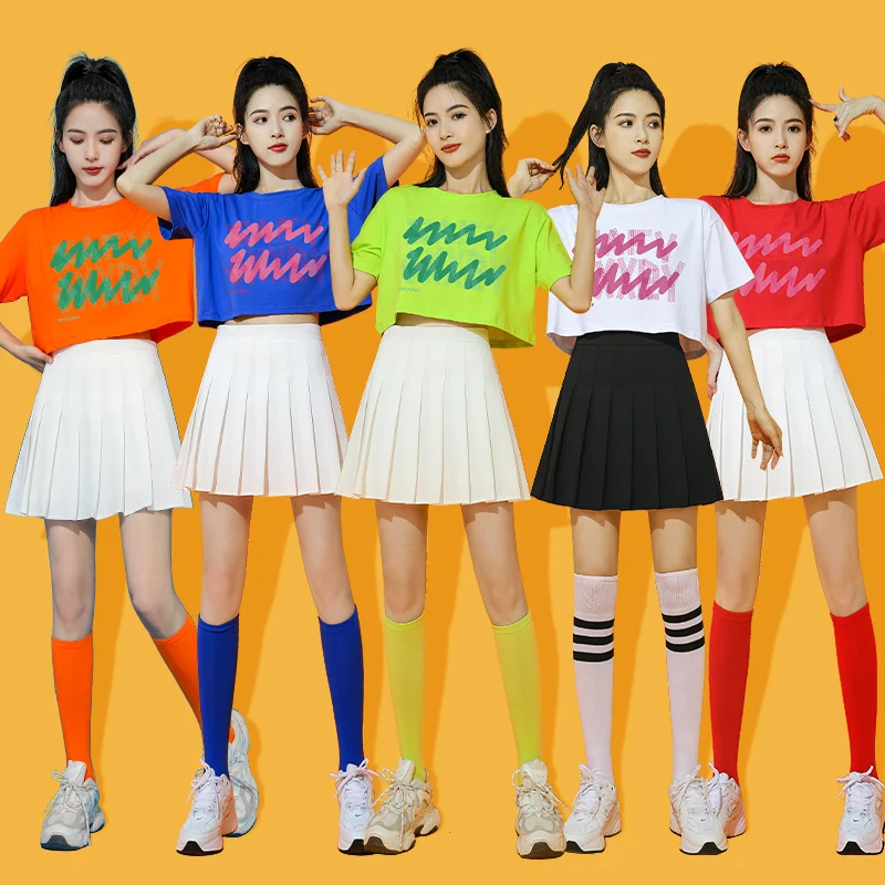 

Корейский гимнастический костюм для взрослых и студентов, для чирлидинга, танцев и выступлений, придающий молодежную энергию