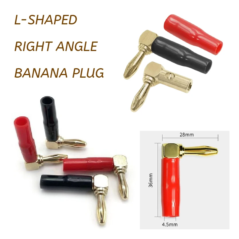 L-شكل 90 درجة 4 مللي متر الزاوية اليمنى قابس الموز مع غلاف بلاستيكي ناعم موصلات مطلية بالذهب لمكبر الصوت الصوت #1