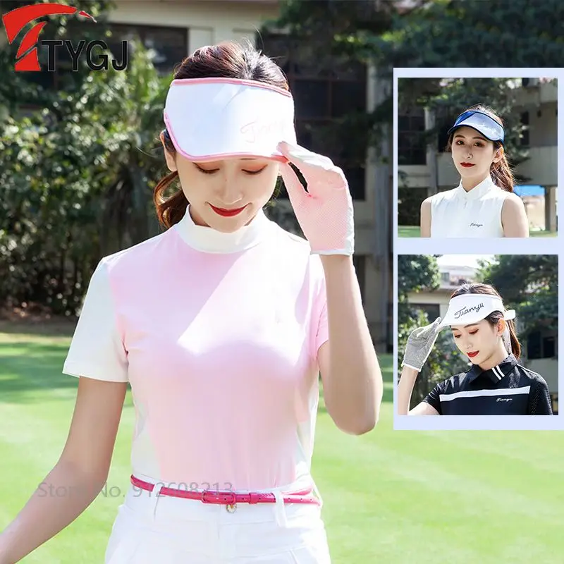 

TTYGJ Women Summer Sun Protection Sports Hats Adjustable Golf Caps Lady Breathable Baseball Empty Top Hat Tennis Sun Visor Cap