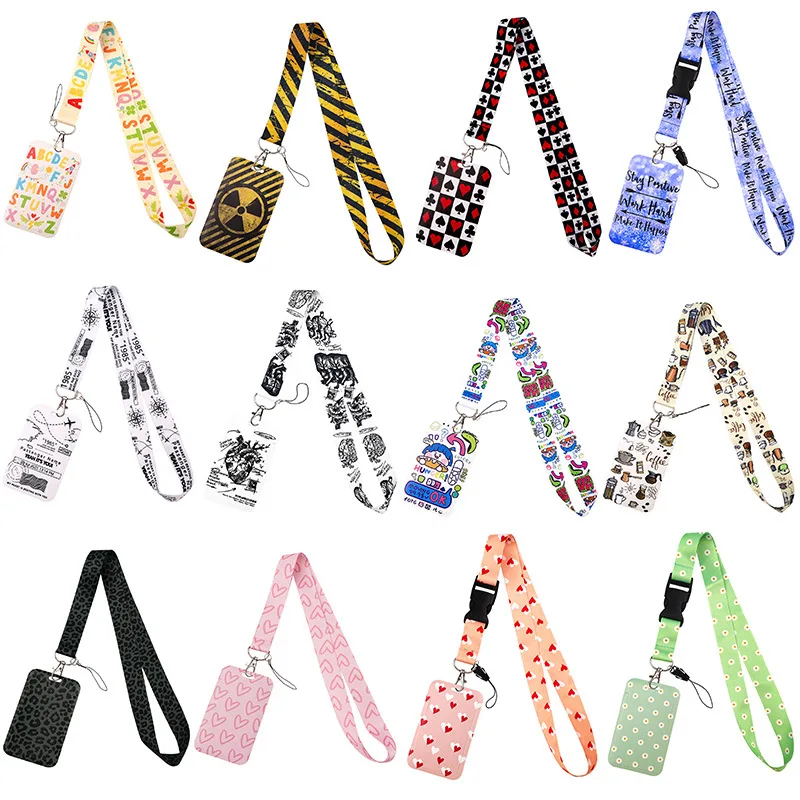 Leopard Print Love Quote Phone Lanyard Card Holder Hard Case Multi Function ID Badge Student Bus Card Protector