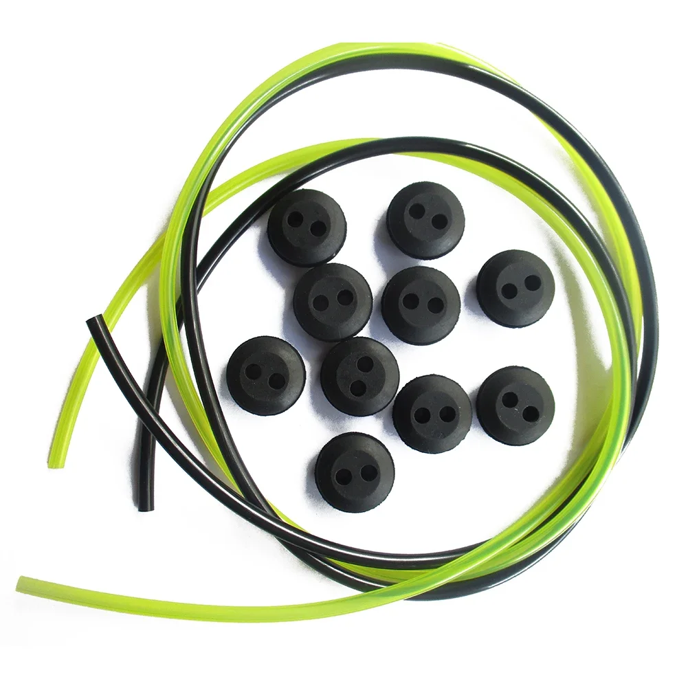 12pcs 2 Holes Fuel Tank Grommet Rubber With Fuel Line Pipe For Brush Cutter Grass Trimmer Rubber Replacemnt Garden Supplies