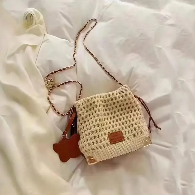 

Utopia Town Bucket Bag, Female, Summer, Exquisite Weaving Chain Shoulder Strap Bag，Shopping Bag