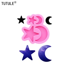 Shiny Star moon Shape Keychain Earrings Silicone Mold DIY Star the moon Clay epoxy resin Mold Accessories Silicone Mould