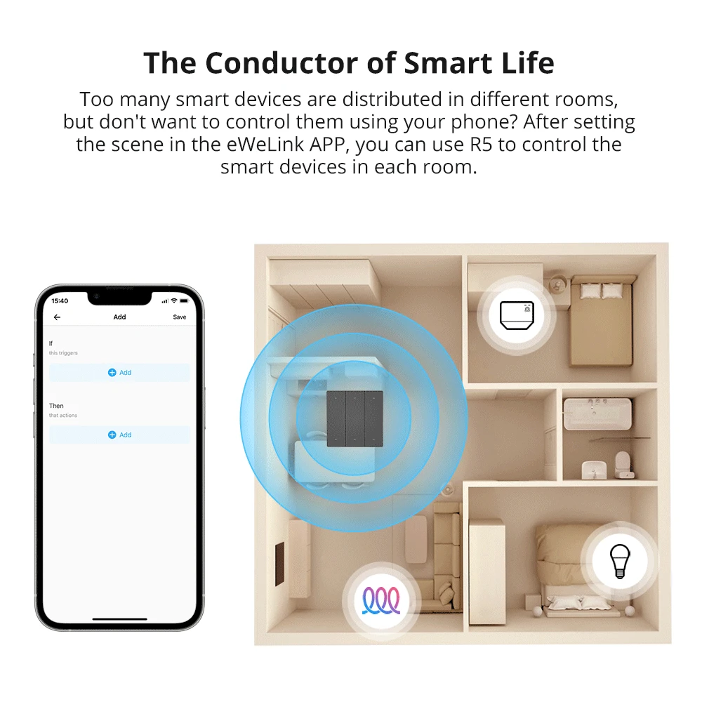 SONOFF SwitchMan R5 Scene Controller with Battery  6-Key Free-Wiring eWeLink-Remote Control Works SONOFF M5/MINIR3 Smart Home