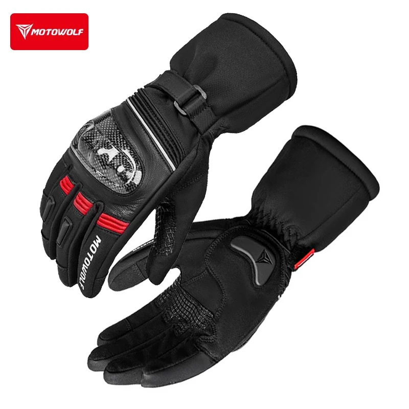 

Waterproof Motorcycle Gloves Winter Warm Gloves Carbon Fiber Palm Protection Touch Operation Wiper Riding Guantes Moto Invernali