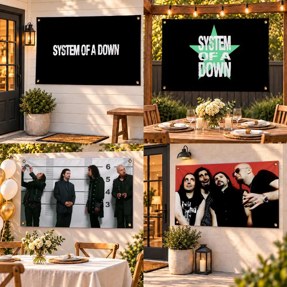 S-System Of A Down Flags Custom Wall Hanging Background Art Banner For Bedroom Home Living Room Outdoor Decor