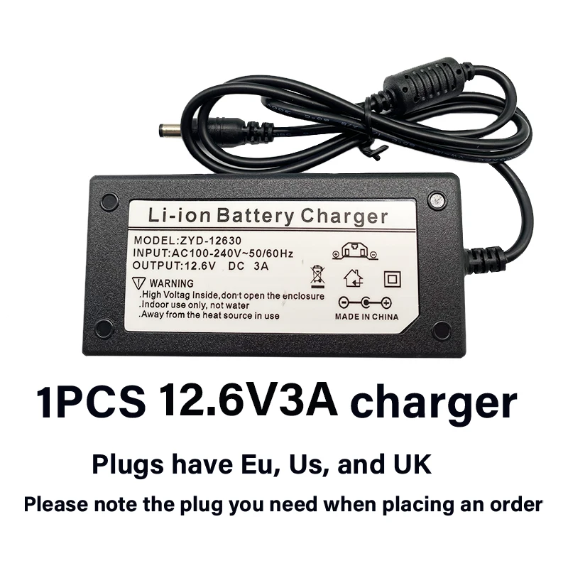 12.6V 1A 2A 3A 18650 Lithium Battery Charger For 12V 3Series Li-ion Battery Polymer rechargeable Battery Pack Smart Charger