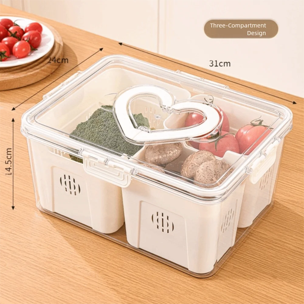 

2/3/4/8 grids Kitchen Refrigerator Storage Box Sealed Large capacity Refrigerated Vegetable Fresh-keeping Box