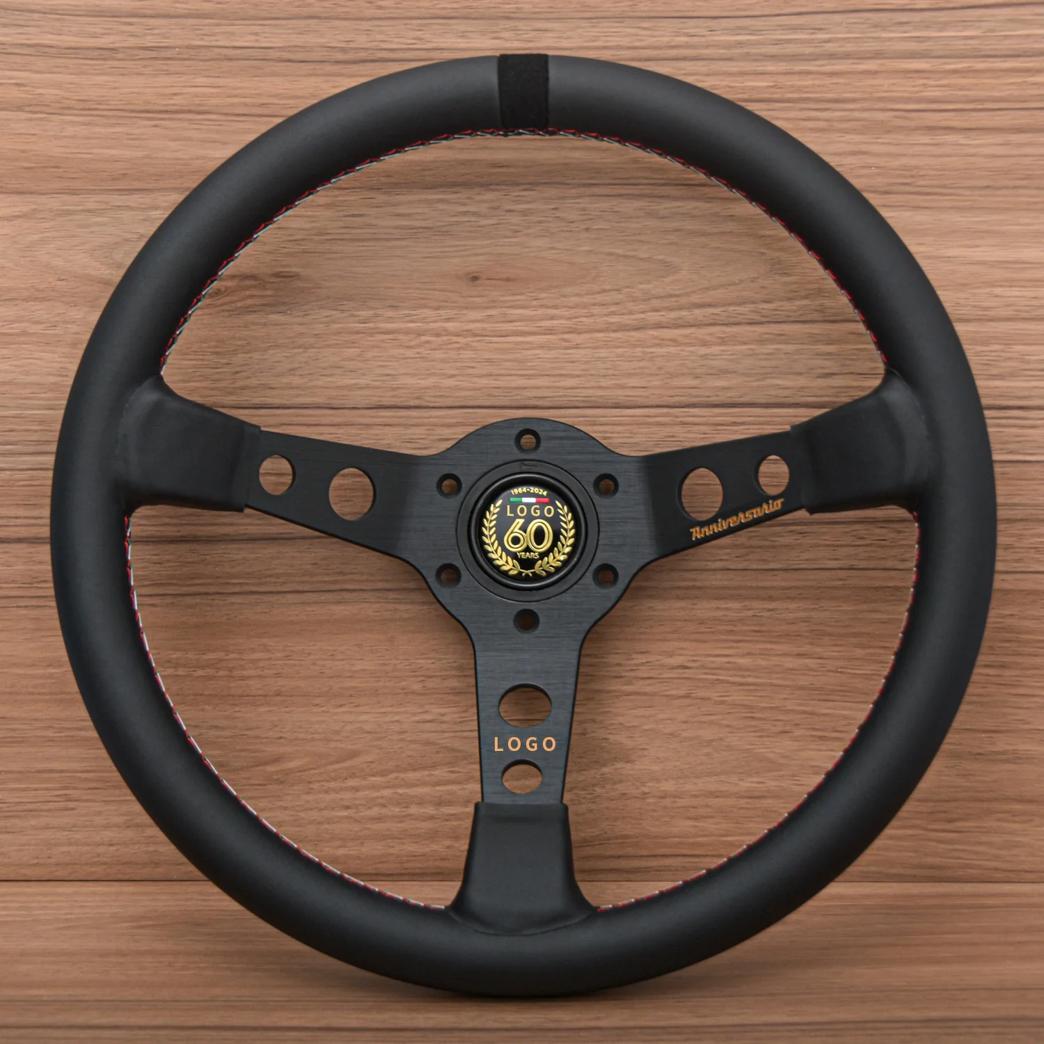 

MOD. 07 60th Anniversary Steering Wheel 14inch JDM Racing Sports Leather Steering Wheel PC-ST58