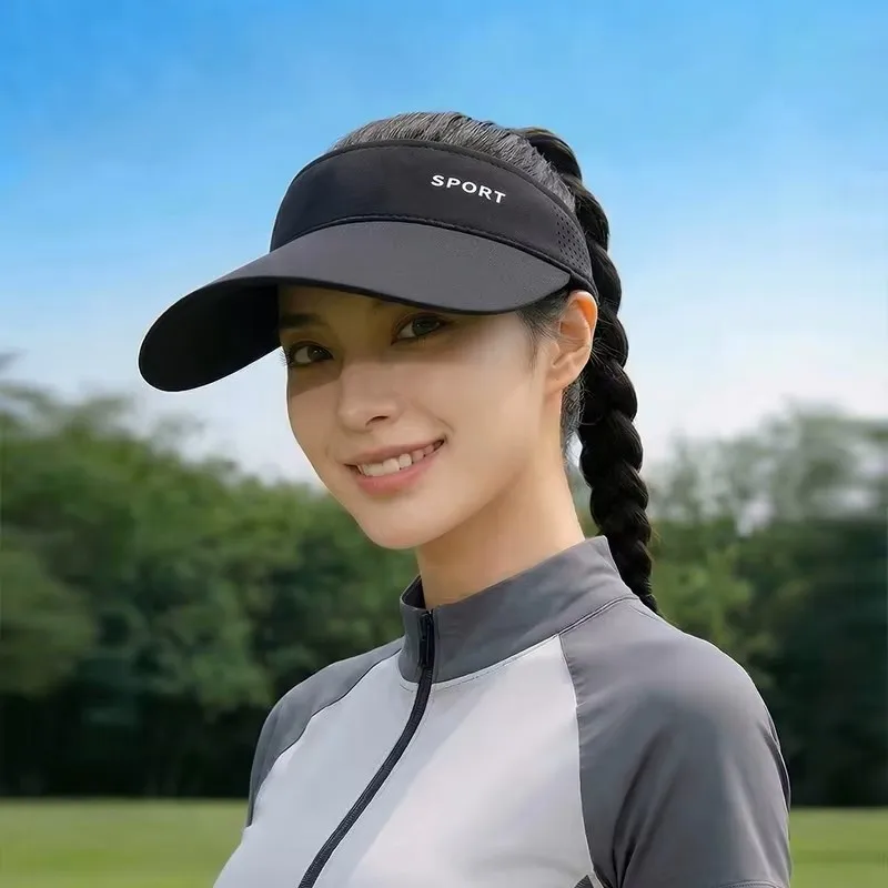 Women's Sport Sun Visor Hat, Quick-Dry Breathable Empty-Top Cap for Running Golf