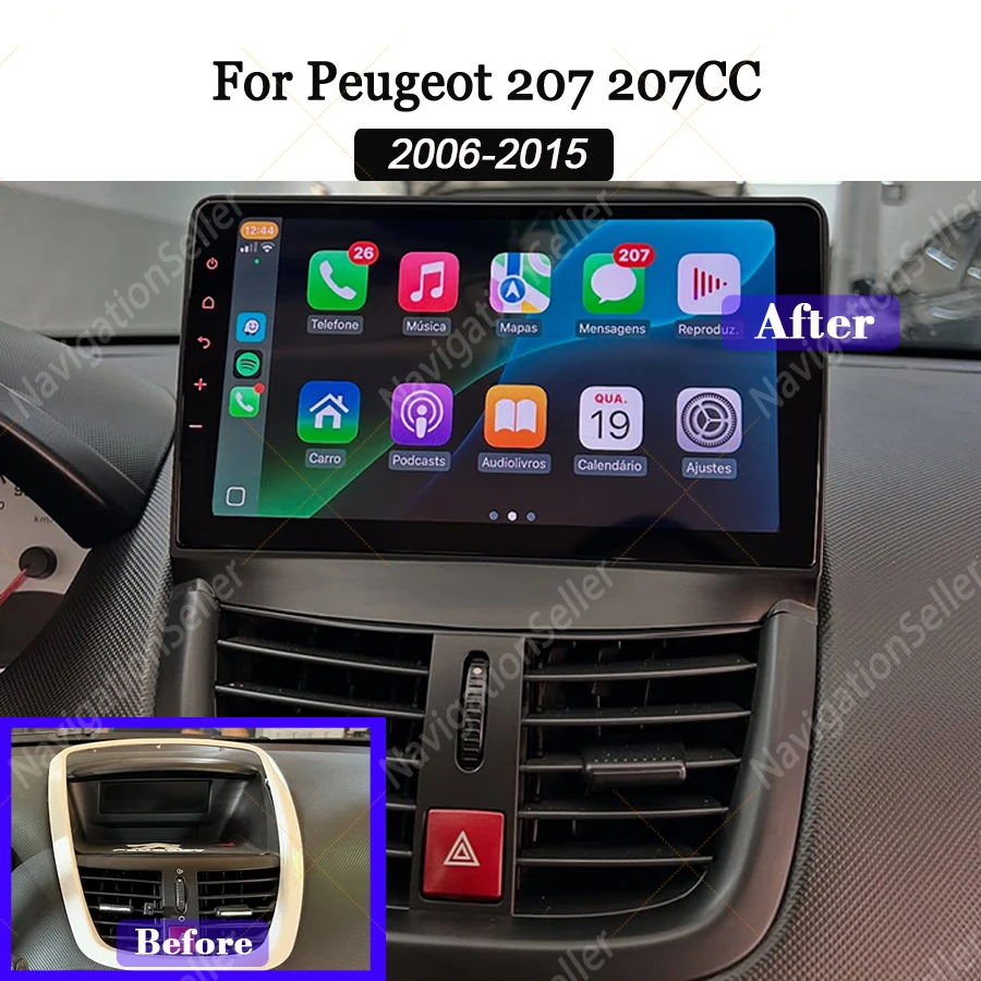 

Carplay Screen For Peugeot 207 207CC 2006 2007 2008 2009-2015 Car Radio Stereo Head Unit Multimedia Gps Ahd Backup Camera Wifi