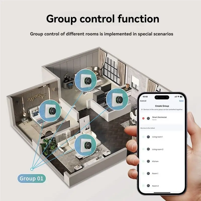 B86B Smart Knob Tuya WiFi Thermostat Electric Heating Water Boiler Temperature Control System for Floor Heating 16A