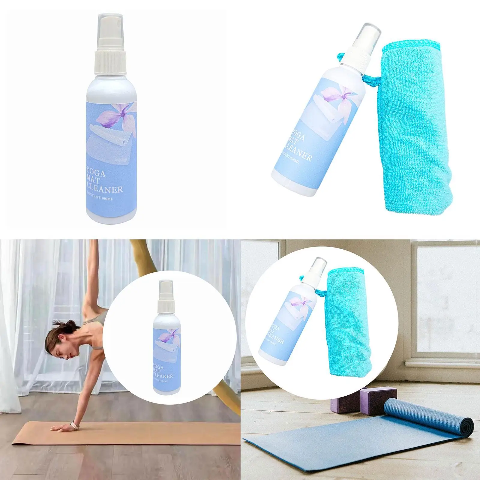 

100ml Yoga Mat Cleaner Exercise Mat Cleaning for Pilates Massage Household