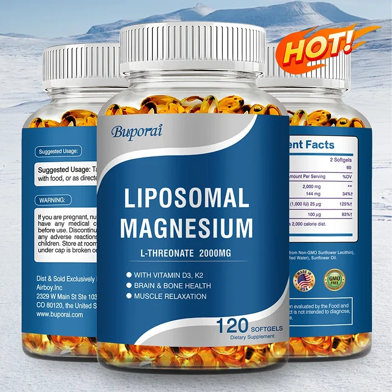 

Liposomal Magnesium L-Threonate - Supports Sleep, Boosts Energy Levels, Promotes Brain and Bone Health and Muscle Relaxation