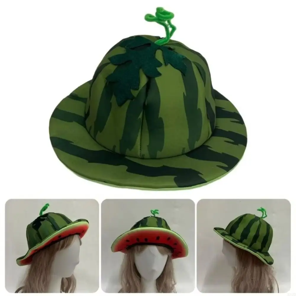 Cute Cartoon Watermelon Wide Brim Sun Hat Unisex Funny Halloween Party Costume Accessory Comfort Creative Fruit Cap