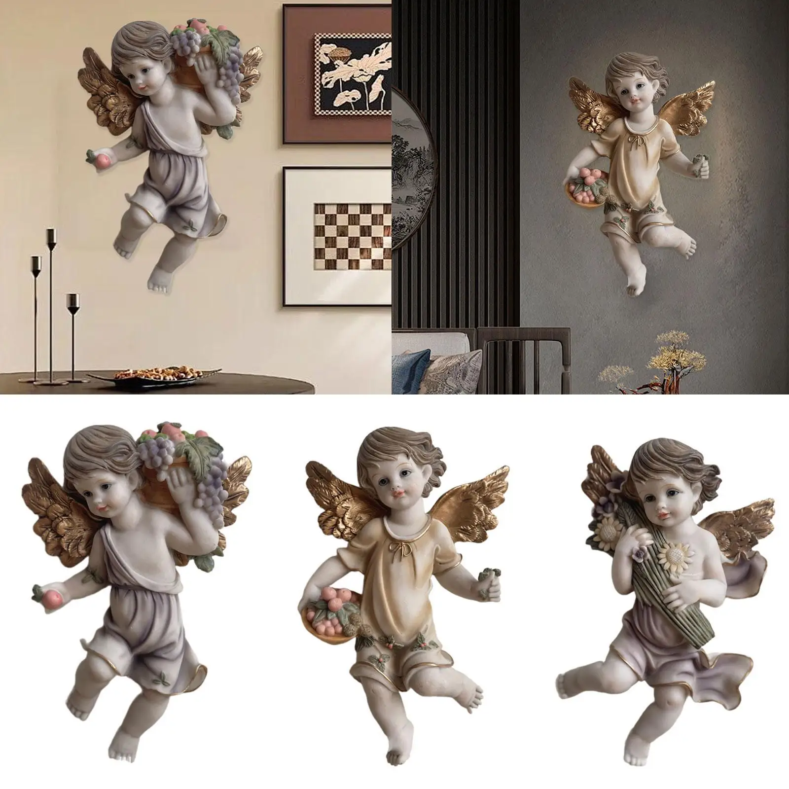 

Angel Cherub Wall Sculpture Angel Statue for Office TV Shelf Decoration