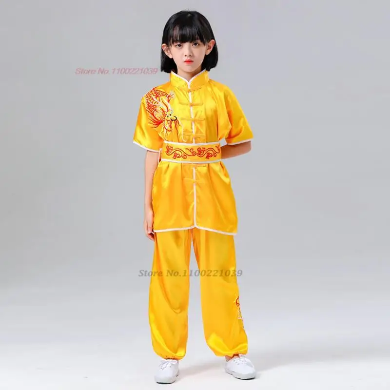 2024 traditional chinese kung fu costume children national dragon embroidery wushu uniform kung fu shaolin wing-chun clothing