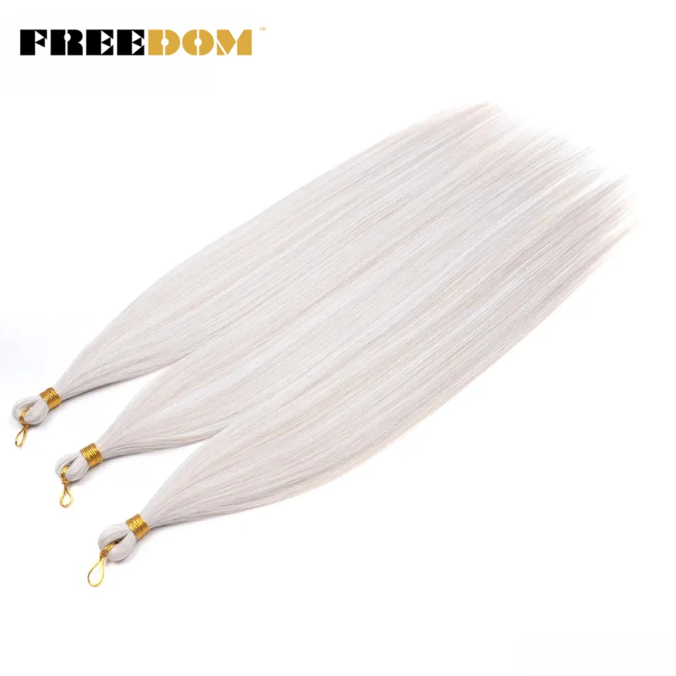 FREEDOM Ariel Glattes Haar Bündel Synthetische Häkel-Flechthaarverlängerungen 28 Zoll/3 Stück Ombre Braun Regenbogen-Flechthaar – Detail 11