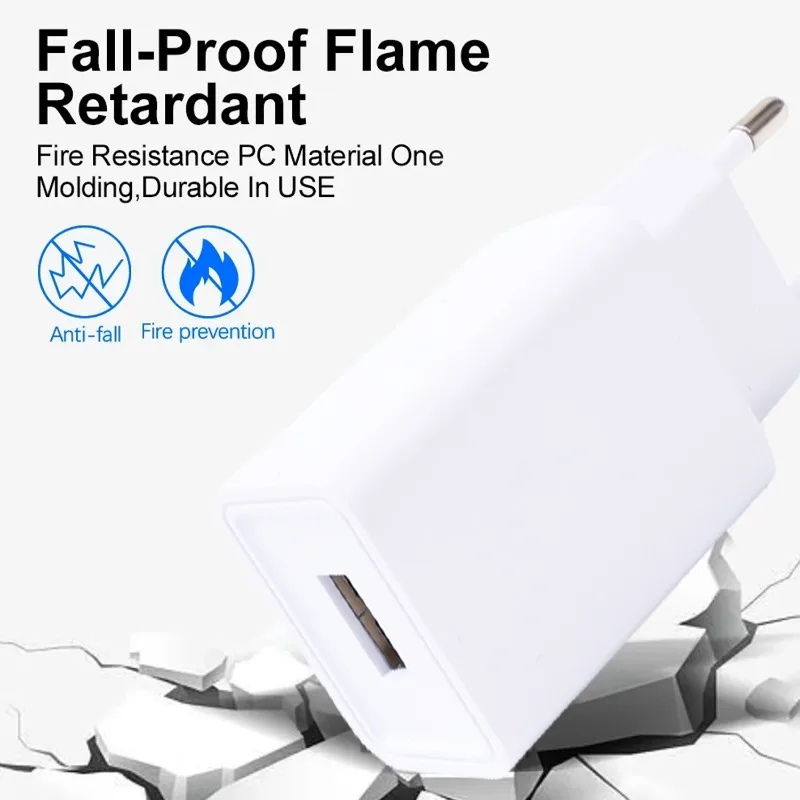 10W USB Fast Charger EU Plug 5V 1A 2A Mobile Phone Charger Power Adapter Travel Mobile Phone Quick Charge Wall USB Fast Charging