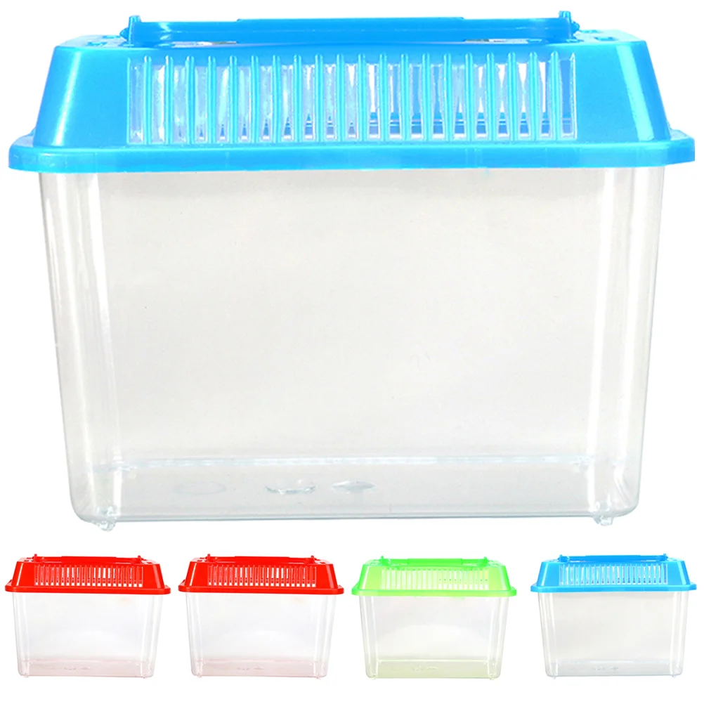 

5 Pcs Reptile Carrier Mini Portable Fish Tank Pet Plastic Breeding Tanks Terrarium Habitat