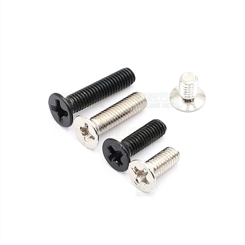 100Pcs/lots M1 M1.2 M1.4 M1.6 M1.7 Black zinc/nickel Cross Phillips Flat Countersunk Head Machine Screw Bolts Length=3-10mm