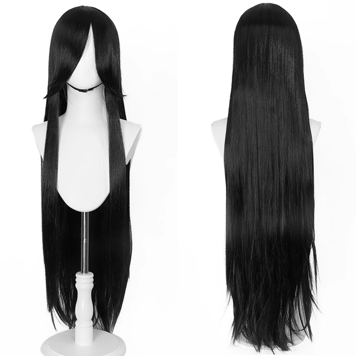 100CM Long Straight Wig With Bangs Synthetic Cosplay Wig For Women Pink Purple Cosplay Wigs For Halloween Party image 5