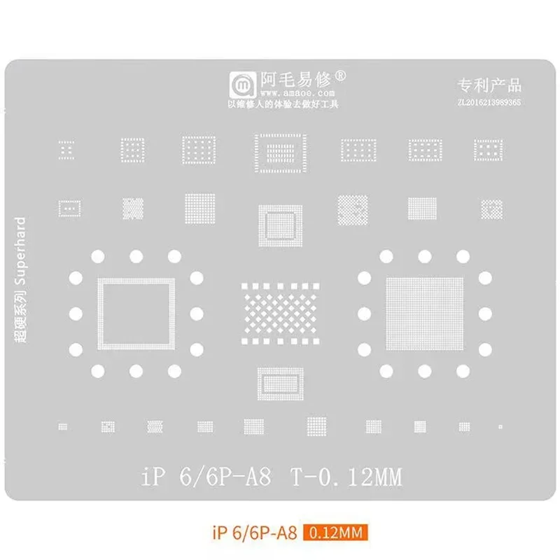 AMAOE BGA Reballing Stencil Template for Iphone 5S 6 6S/ 7 8 X XS /MAX /XR 11 11PRO/MAX 12/13 14 12/13Pro Max Tin Mesh Tools Set
