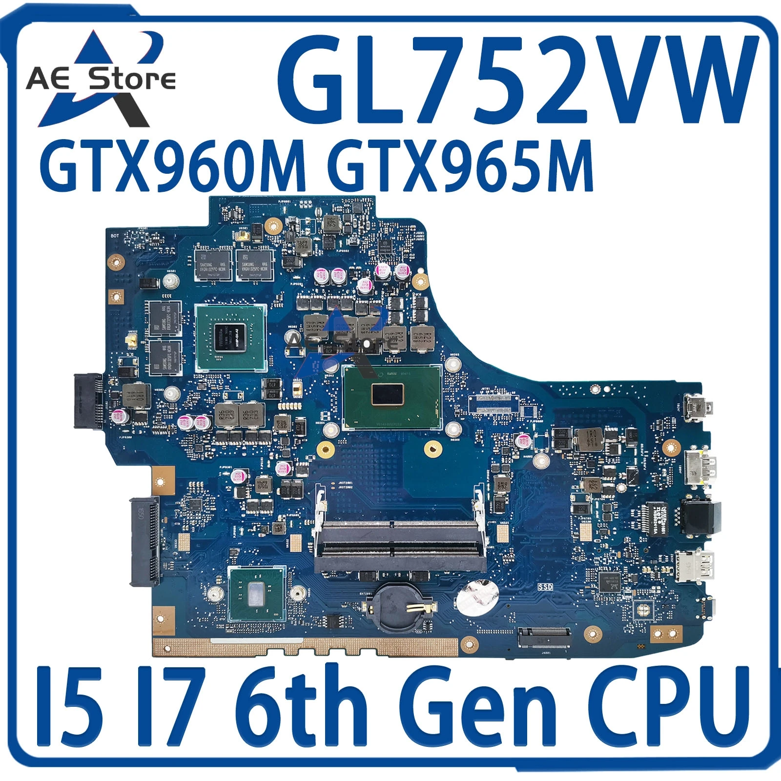 

GL752VW Mainboard For ASUS ROG GL752VL GL752VWM GL752VLM ZX70V FX71PRO Laptop Motherboard I5 I7 6th Gen GTX960M GTX965M