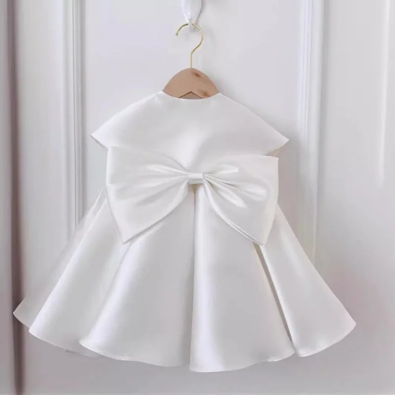 Children's Dress Birthday Spring White Versatile High-End Shawl Little Girl Toddler Performance Dress Outer Princess Dress