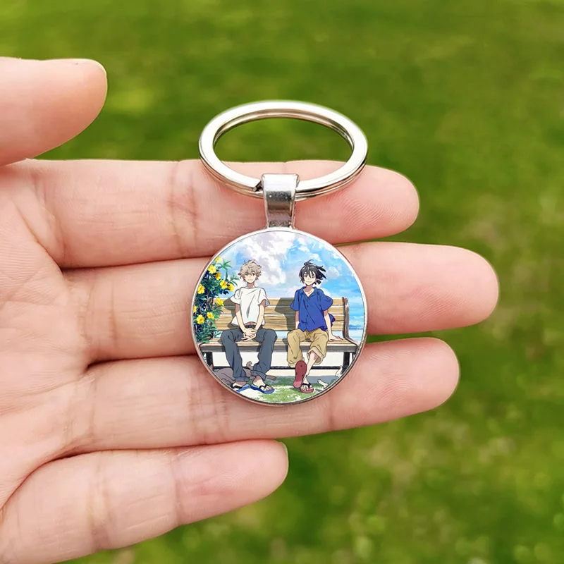 Umibe No Etranger Keychain Shun Mio Anime Seaside Stranger Cosplay Figure Glass Dome Key Chains Couple Gift Key Ring