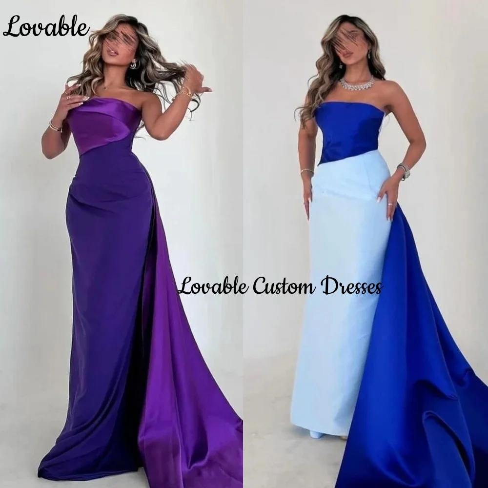 Vestidos personalizados para ocasiones especiales Columna Sin tirantes Volantes Hasta el suelo Vestidos de noche Cremallera Sin mangas Occasi formal