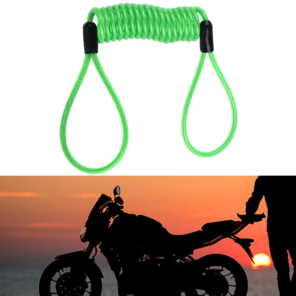 Disc Lock Reminder Cable for Motorcycle Scooter Security 120cm Coiled Steel Tether for Enhanced Theft Deterrence