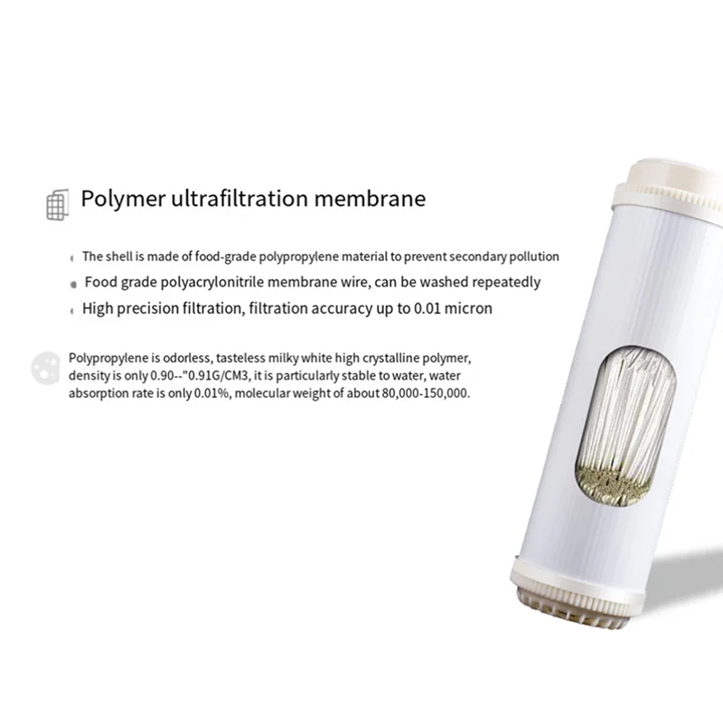 10 Inch Flat Type UF Hollow Fiber Ultrafiltration Membranes Filter 0.01 Micrometre High Flow Membrane UF Dry