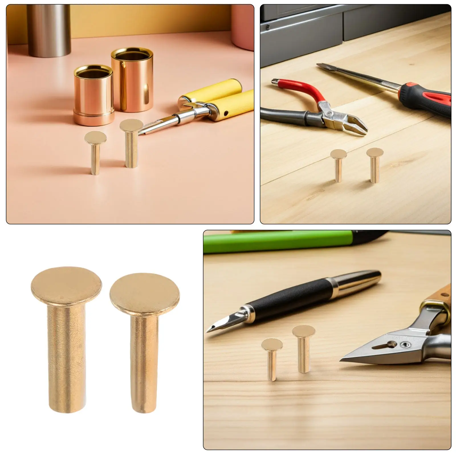 20Pairs Copper Lock Rivets Knife Handle Fasteners DIY Cutlery Hardware Bracket Bolt Pins Tool Head Cleaver Handle Assembly