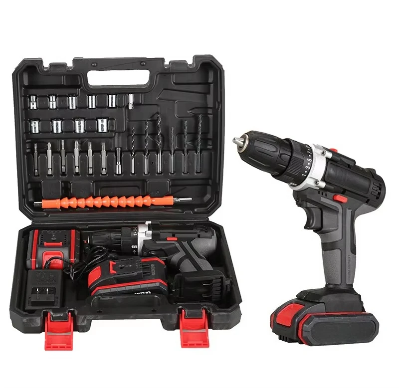

Portable 48V Multifunctional Cordless Electric Drill Set Keyless Brushless Motor High Efficiency Li-ion Battery Household Repair
