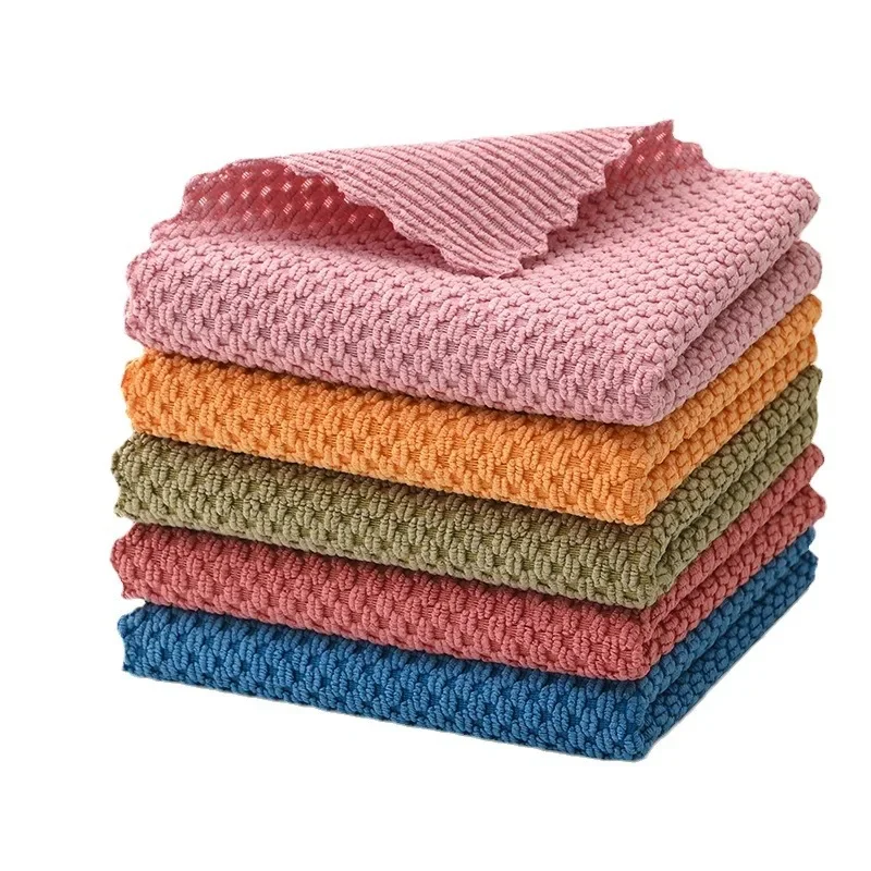 

Kitchen Cleaning Towel Anti-Grease Wiping Rags Absorbable Fish Scale Wipe Cloth Glass Window Dish Cleaning Cloth