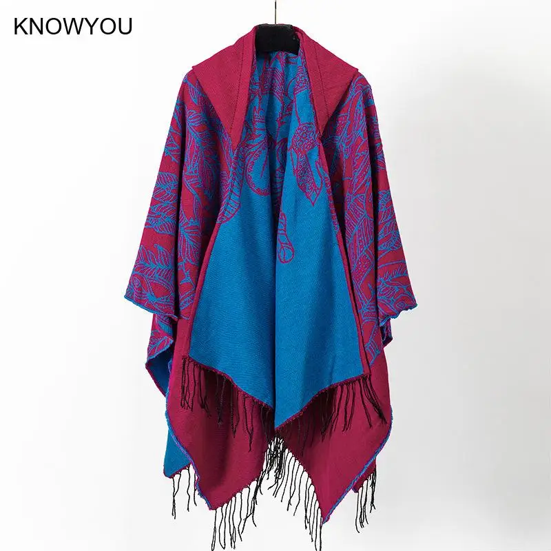 Vintage Tassel Cape Coat Fringe Poncho Men Coat Bohemian Shawl Scarf Warm Cashmere Blend Pashmina Print Capes Bigsize Shawl