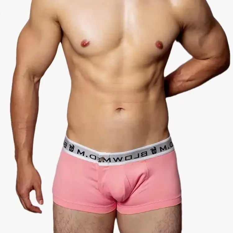 

Мужские розово-черные трусы-боксеры с низкой посадкой, деловой дизайн с пуговицами, хлопковые, однотонные A403