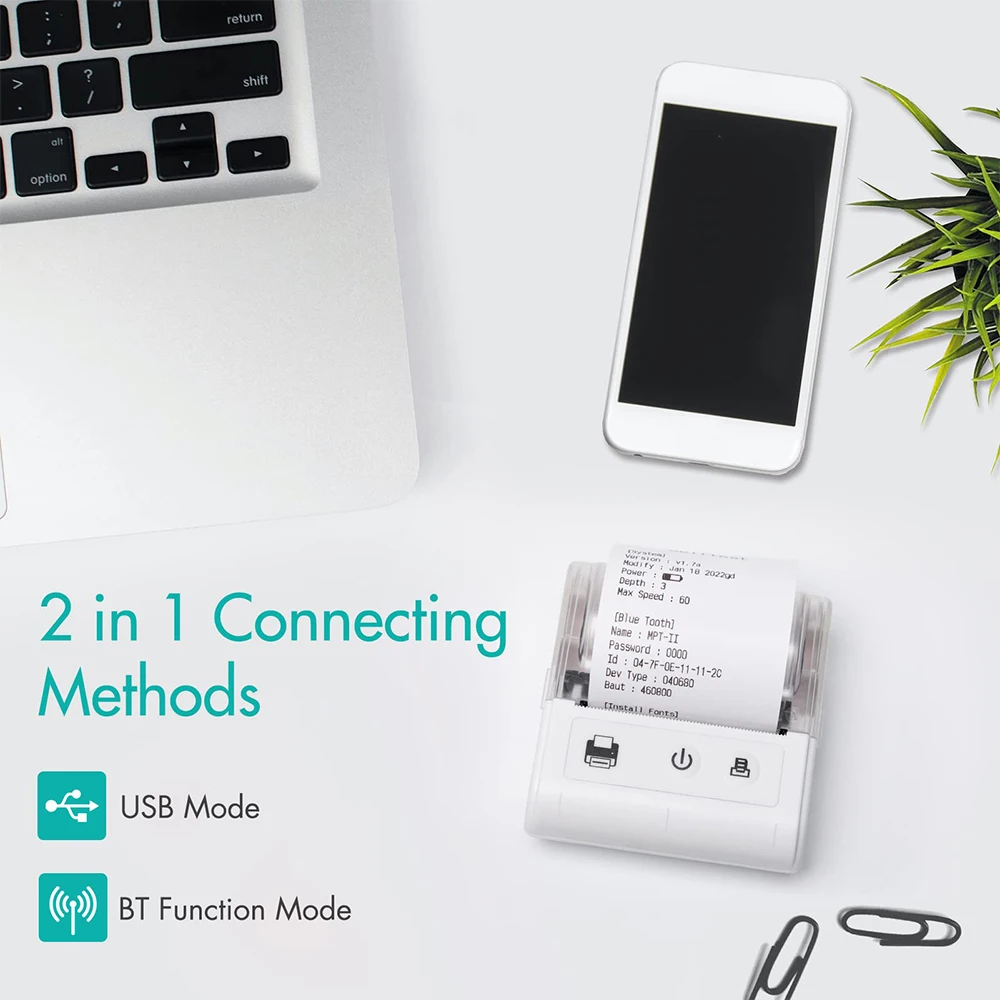 طابعة صغيرة محمولة 58 مللي متر استلام طابعة Impresora الحرارية للهاتف الكمبيوتر بلوتوث قائمة التذاكر فاتورة صانع للأعمال