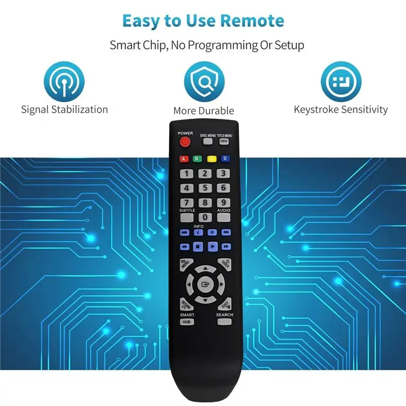 DTB9 AK59-00113A Replacement Remote Control for Blu-Ray DVD Player for BD-D5300 for BD-D5250C, Black, Easy Install