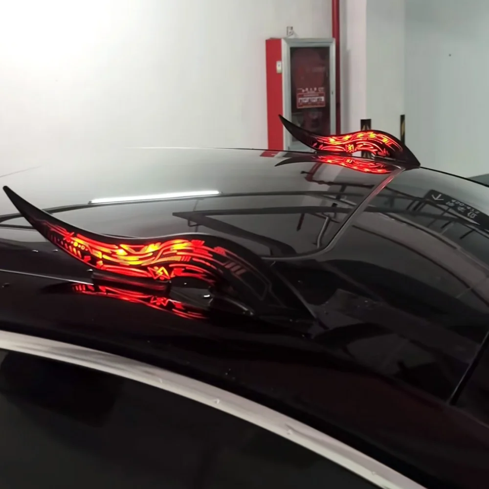 1 Set Universelle Drachenhorn-Autodach-Dekorationsflossen, wasserdicht, 32 LED-Lichtmodi, Touch-Steuerung dimmbar, Typ-C wiederaufladbar – Detail 17