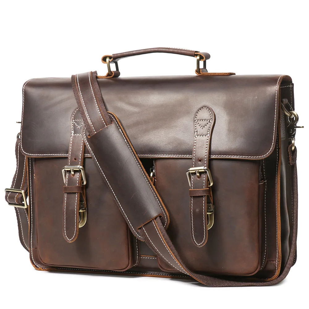 حقيبة جلدية قابلة للسحب للرجال - حقيبة ساعي قابلة للتحويل للسفر التجاري والتنقل اليومي #4