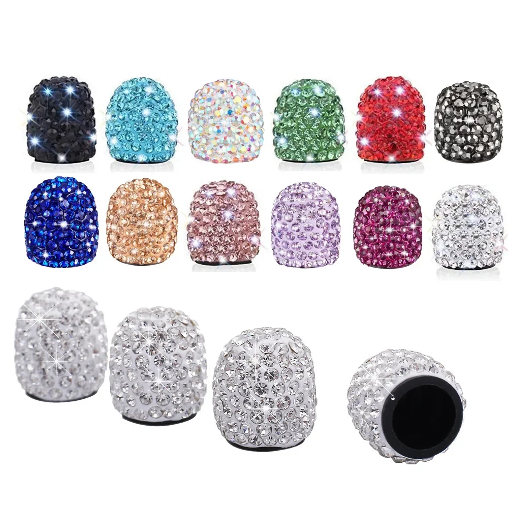 2/4 Uds. Tapas de válvula de neumático de coche de cristal de diamante, cubierta de válvula de rueda brillante a prueba de polvo, tapa de válvula ostentosa para vehículo, accesorios de estilo de coche